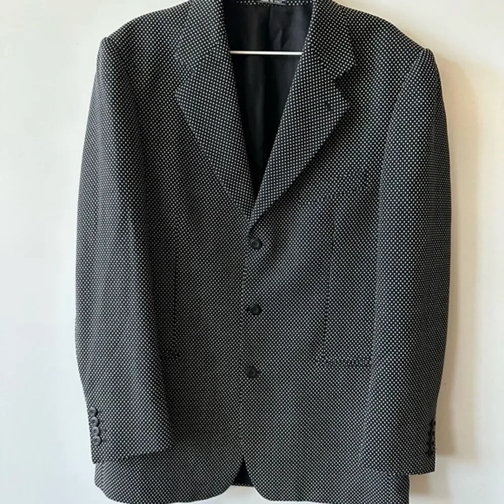 Vintage Bachrach Diamond Print Black and White Suit Blazer size 42L